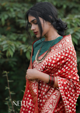 Load image into Gallery viewer, RED MAHARANI BANARASI KATAN SILK SAREE BSN21-2 - NEITEE