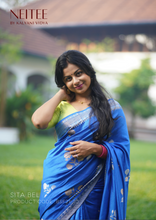 Load image into Gallery viewer, COBALT BLUE BANARASI KATAN SILK SAREE BSF21-10 - NEITEE