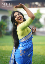 Load image into Gallery viewer, COBALT BLUE BANARASI KATAN SILK SAREE BSF21-10 - NEITEE