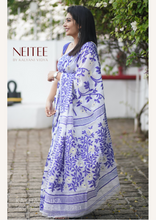 Load image into Gallery viewer, WHITE BLUE JAMDANI SAREE JSJ21-1 - NEITEE