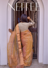Load image into Gallery viewer, THREE TONE SAANJH CHANDERI TISSUE SILK SAREE CHA21-1 - NEITEE