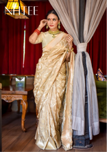 Load image into Gallery viewer, OFF WHITE BANARASI SILK SAREE WITH JAAL WORK BSA21-2 - NEITEE