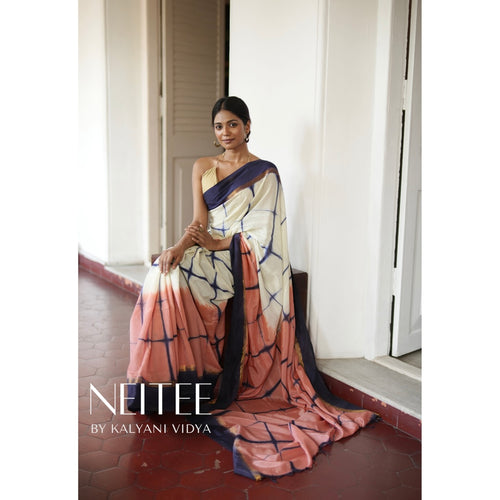 BOLD TYE DYE COTTON SAREE BCA24-8 - NEITEE
