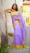 Load image into Gallery viewer, LAVENDER YELLOW CHANDERI SILK SAREE CSA24-4 - NEITEE
