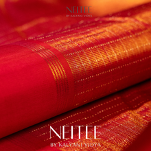 Load image into Gallery viewer, TISSUE PEACH ORGANZA KANCHIVARAM SILK SAREE KS25-9 - NEITEE

