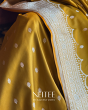 Load image into Gallery viewer, MUSTARD YELLOW MEENAKARI SEMI SATIN BANARASI SAREE SSB25-3 - NEITEE
