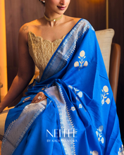 Load image into Gallery viewer, COBALT BLUE BANARASI KATAN SILK SAREE BSF21-10 - NEITEE
