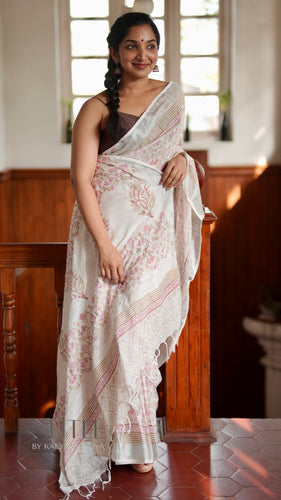 WHITE WITH SILVER ZARI SOFT COTTON KDM24-5 - NEITEE
