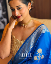Load image into Gallery viewer, COBALT BLUE BANARASI KATAN SILK SAREE BSF21-10 - NEITEE
