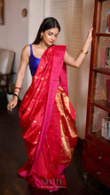 Load image into Gallery viewer, RANI RED AND PINK CHANDERI SILK SAREE CSA24-6 - NEITEE
