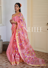 Load image into Gallery viewer, PEACH PINK PURE MUSLIN JAMDANI JSJ24-2 - NEITEE
