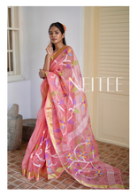 Load image into Gallery viewer, PEACH PINK PURE MUSLIN JAMDANI JSJ24-2 - NEITEE
