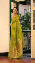 Load image into Gallery viewer, LIME GREEN ORGANZA SILK SAREE OSO24-2 - NEITEE

