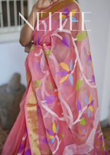 Load image into Gallery viewer, PEACH PINK PURE MUSLIN JAMDANI JSJ24-2 - NEITEE
