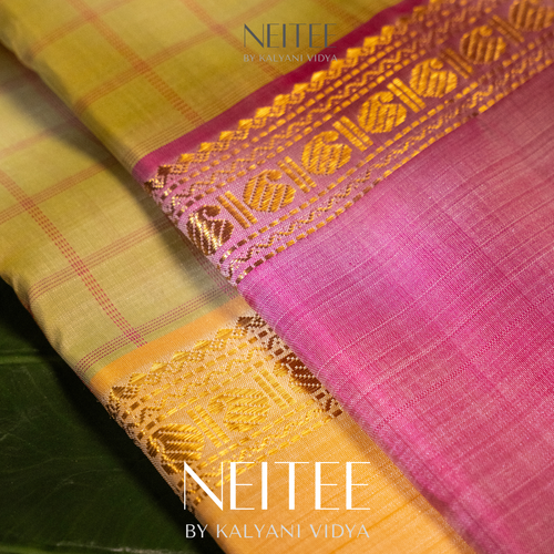 PASTEL GREEN WITH DUAL BORDERS KANCHIVARAM SILK SAREE KS25-3 - NEITEE