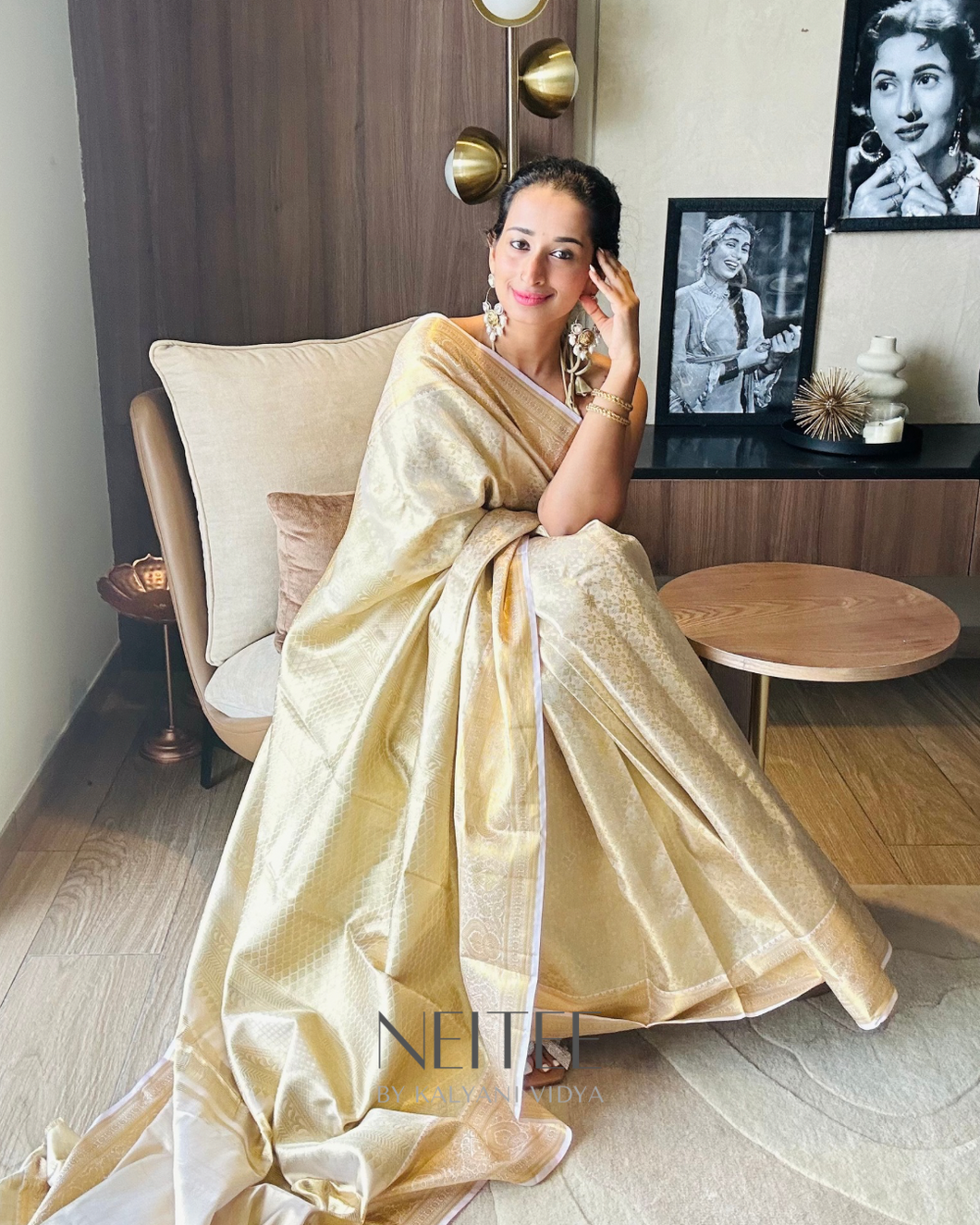 OFF WHITE TISSUE KANCHIVARAM SAREE KS25-15