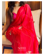 Load image into Gallery viewer, POOJA- DEEP RED CHIFFON CF26-3 - NEITEE
