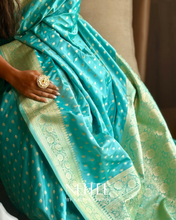 Load image into Gallery viewer, SKY BLUE DOUBLE SHADE SEMI SATIN BANARASI SAREE SSB25-2 - NEITEE
