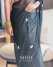 Load image into Gallery viewer, BLACK CHIFFON SAREE CF26-1 - NEITEE
