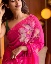 Load image into Gallery viewer, AISHA- FLORAL PINK SEMI CHIFFON CF26-4 - NEITEE
