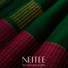 Load image into Gallery viewer, DARK GREEN WITH RANI PINK KANCHIVARAM SILK SAREE KS25-7 - NEITEE
