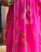 Load image into Gallery viewer, AISHA- FLORAL PINK SEMI CHIFFON CF26-4 - NEITEE
