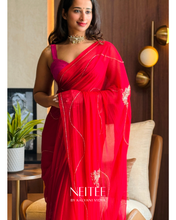 Load image into Gallery viewer, POOJA- DEEP RED CHIFFON CF26-3 - NEITEE
