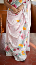 Load image into Gallery viewer, WHITE WITH RED-YELLOW FOLRALS COTTON SAREE KDM24-8 - NEITEE
