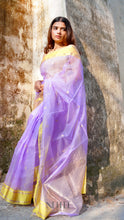 Load image into Gallery viewer, LAVENDER YELLOW CHANDERI SILK SAREE CSA24-4 - NEITEE
