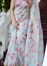 Load image into Gallery viewer, LIGHT GREY PURE MUSLIN JAMDANI SAREE JSJ24-6 - NEITEE
