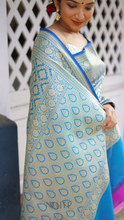 Load image into Gallery viewer, BLUE BANARASI BROCADE- BBA24-3 - NEITEE
