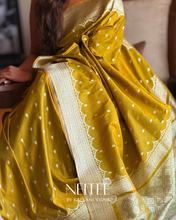 Load image into Gallery viewer, MUSTARD YELLOW MEENAKARI SEMI SATIN BANARASI SAREE SSB25-3 - NEITEE

