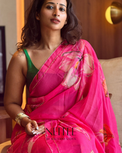 Load image into Gallery viewer, AISHA- FLORAL PINK SEMI CHIFFON CF26-4 - NEITEE
