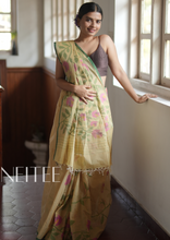 Load image into Gallery viewer, SANDALWOOD YELLOW AND LOTUS PURE MUSLIN JAMDANI JSJ24-7 - NEITEE

