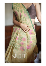 Load image into Gallery viewer, SANDALWOOD YELLOW AND LOTUS PURE MUSLIN JAMDANI JSJ24-7 - NEITEE
