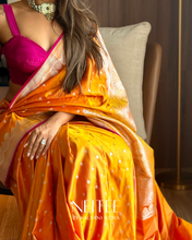 Load image into Gallery viewer, MANGO ORANGE PINK HUE SEMI SATIN BANARASI SSB25-5 - NEITEE
