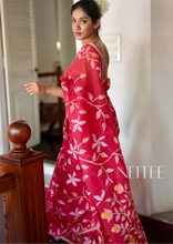 Load image into Gallery viewer, RED PURE MUSLIN JAMDANI SAREE JSJ24-9 - NEITEE
