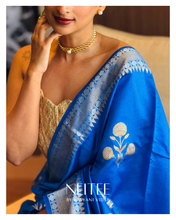 Load image into Gallery viewer, COBALT BLUE BANARASI KATAN SILK SAREE BSF21-10 - NEITEE
