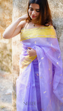 Load image into Gallery viewer, LAVENDER YELLOW CHANDERI SILK SAREE CSA24-4 - NEITEE
