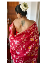 Load image into Gallery viewer, RED PURE MUSLIN JAMDANI SAREE JSJ24-9 - NEITEE
