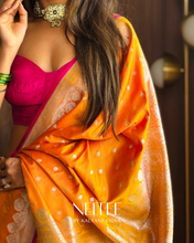 Load image into Gallery viewer, MANGO ORANGE PINK HUE SEMI SATIN BANARASI SSB25-5 - NEITEE
