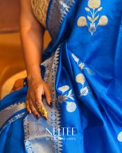 Load image into Gallery viewer, COBALT BLUE BANARASI KATAN SILK SAREE BSF21-10 - NEITEE

