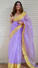 Load image into Gallery viewer, LAVENDER YELLOW CHANDERI SILK SAREE CSA24-4 - NEITEE
