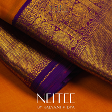 Load image into Gallery viewer, ORANGE WITH PURPLE KANCHIVARAM SILK SAREE KS25-1 - NEITEE
