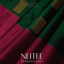 Load image into Gallery viewer, DARK GREEN WITH RANI PINK KANCHIVARAM SILK SAREE KS25-7 - NEITEE
