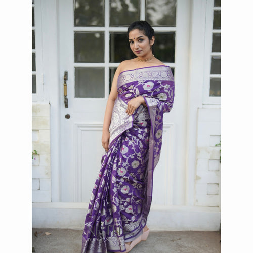 PURPLE GEORGETTE BANARASI BBA24-4 - NEITEE