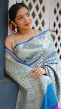 Load image into Gallery viewer, BLUE BANARASI BROCADE- BBA24-3 - NEITEE
