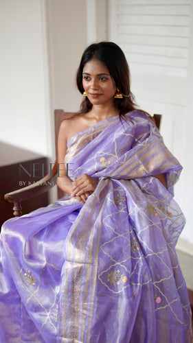 LIGHT LAVENDER TISSUE SILK SAREE TSA24-2 - NEITEE