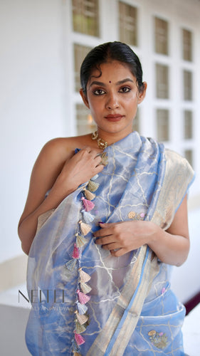 PASTEL SKY BLUE TISSUE SILK SAREE TSA24-1 - NEITEE