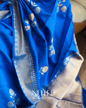 Load image into Gallery viewer, COBALT BLUE BANARASI KATAN SILK SAREE BSF21-10 - NEITEE
